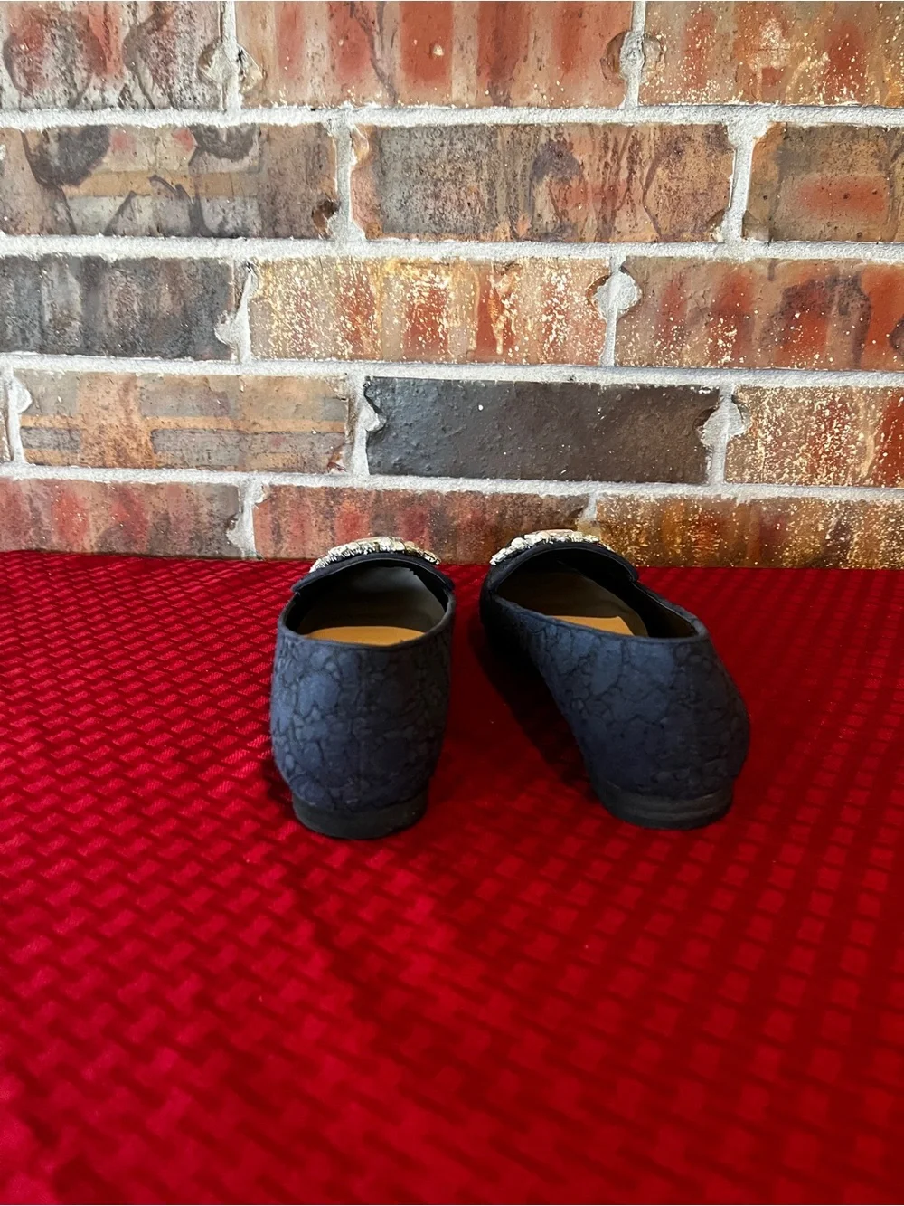 Kelly & Katie Navy Blue Jeweled Slip-On Loafers Size:8 Narrow